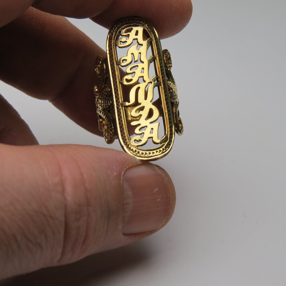 14k Gold Name Ring AMANDA Hand Made